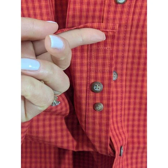 Ariat Boys Teen Pro Series Plaid Red Button Down Shirt Cowboy Western Sz XL (18) - Picture 8 of 10